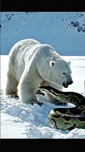🐻‍❄️ #POLAR BEAR ROAR VS BIG PYTHON #animals #wildlife #vs