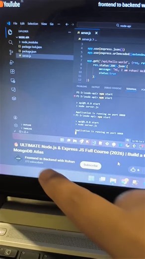 Rohan Kumawat on Instagram: "🔥 ULTIMATE Backend Course Alert! 🔥 Ready to build a complete REST API? Master Node.js, Express.js, and MongoDB Atlas in one full course! We cover setup, middleware, and all CRUD operations from scratch. Stop watching, start building! Full course link in bio 👆 #nodejs #expressjs #mongodb #restapi #backenddevelopment #fullstack #javascript"