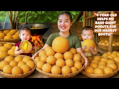 "4-Year-Old Helps Me Bake GIANT Donuts for Our Market Booth!"
