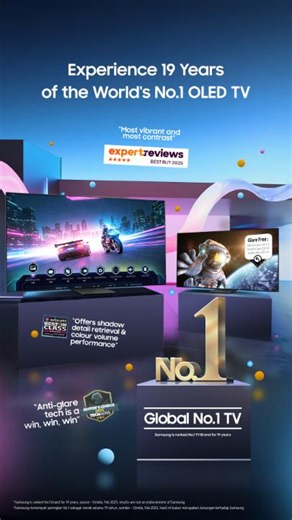 The award-winning screen: Samsung OLED. 🌌 Crowned Best TV and Best Gaming TV, it delivers cinematic visuals and ultra-smooth gameplay that set a new standard. It’s part of why Samsung TV has been recognized as Global Number One for 19 years, alongside Samsung Soundbar, trusted as Number One for 11 years. #Samsung #SamsungTV #SamsungTVID #GlobalNo1 #OLED | Samsung