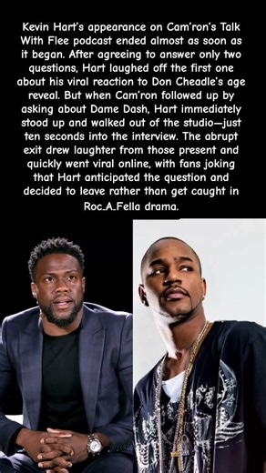 Kevin Hart Walks Out of Cam’ron Interview After Dame Dash Question #shorts #shortvideo