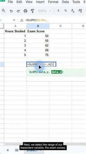 SLOPE Function in Google Sheets — Formula #399 of 500 #Shorts
