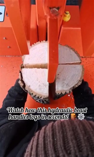 High-Efficiency Hydraulic Log Splitting: 4-Way Wedge Processing