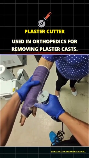 The Doctorpreneur Academy on Instagram: "🩺 A plaster cutter, also called a cast saw, is a medical tool used to remove casts made of plaster of Paris (POP), fiberglass, or other materials. ⚙️ It has a fast-moving, vibrating blade that can cut through the hard cast but does not hurt the skin, because the skin moves slightly with the vibrations. 😊 #medicaltools #castremoval #orthopedics #plastercutter #medicalstudents #doctorslife #hospitalequipment #mbbslearning #anatomystudy #healthcareeducatio