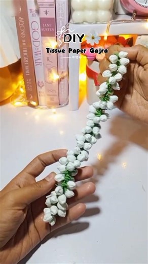 DIY Gajra Making with Tissue Paper 🌸#diygajra#tissuepapercraft#handmade#shortsviral #flowercraft