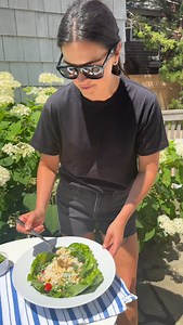 Mexican Street Corn Salad 🌽 I love the combo of creamy mayo, tangy sour cream, chili, sweet corn, and funky cotija cheese. This is the perfect summer salad. Also great with grilled shrimp on top. Recipe below. Recipe: 4 ears of corn, shucked 1/3 cup mayonnaise 1/3 cup sour cream 1 teaspoon chili powder 1 teaspoon onion powder 1 teaspoon garlic powder 1 lime, juiced Kosher salt and black pepper 1 head bibb lettuce, leaves separated 1/2 cup cherry tomatoes, halved 1/4 cup cilantro leaves 3 tables