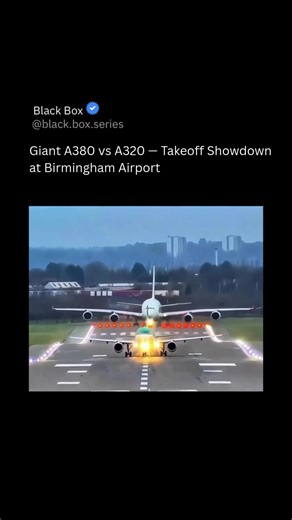 A rare and thrilling sight at Birmingham Airport as the mighty Airbus A380 faces off against the nimble A320. Side by side on the runway, the contrast is unreal—one a double-deck giant built for long-haul dominance, the other a short- to medium-haul workhorse known for speed and efficiency. As engines roar and both aircraft power into the sky, it’s a perfect reminder that aviation magic isn’t just about size, but timing, precision, and raw engineering brilliance. ✈️ #aviation #aviationdaily #a38
