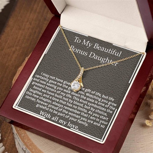 Step Daughter Wedding Day Gift From Stepmom Bonus Daughter Necklace Step Mom Dad to Bride Jewelry Wedding Day Keepsake Gift for Stepdaughter - Etsy