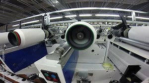 Machines for Synthetic Fiber Production / Large group of machines for synthetic fiber production in a modern textile factory. HD1080p. Stock Video
