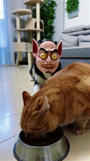 Chihuahua in a scary mask pranks the dog & cat #funny #cat #dog #fyp
