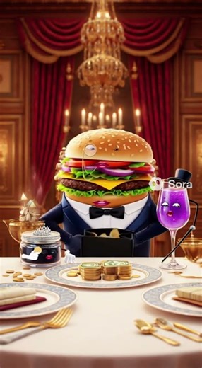Rich hamburger funny food cartoon short