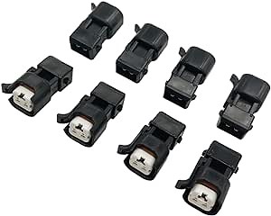 8pcs Fuel Injector Adapter Connector Kit Compatible with EV1 to USCAR EV6 & EV14 LS1 LS2 LS3