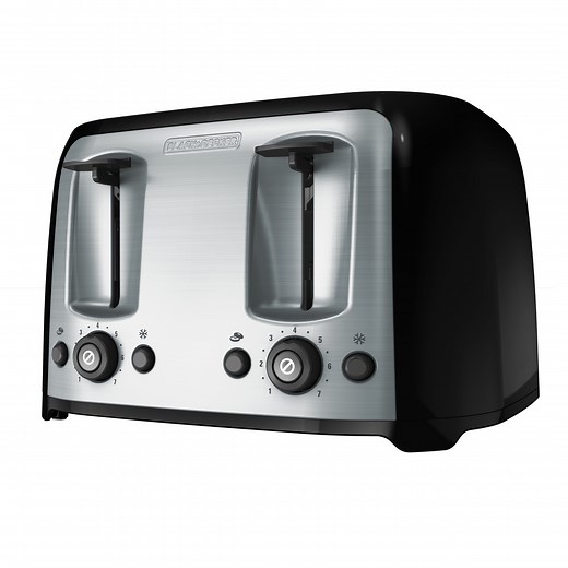 BLACK+DECKER 4-Slice Toaster with Extra-Wide Slots, Black with Stainless Steel Accents, including Crumb Tray - Walmart.com