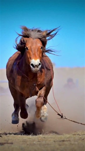 Fierce Mongolian Horse break out of the lassoing