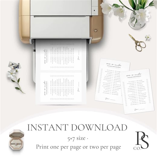 Over or Under Bridal Shower Printable Guessing Game, Minimal Wedding Activity, Instant Download 5x7 - Etsy