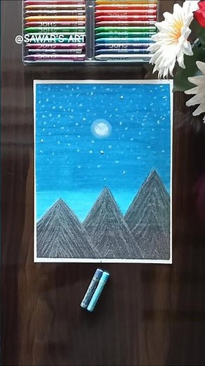 Easy Moonlight Drawing with Oil Pastels | Step-by-Step Landscape Tutorial