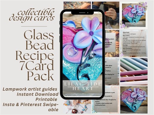 Lampwork Glass Bead Recipe Card Pack – Lilac Heart Tutorial (digital Download) - Etsy