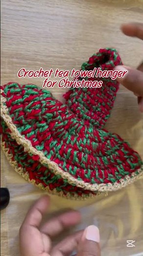 Crochet tea towel holder for Christmas #crochet #beginnercrochet #crochetchristmas #crochetvibes