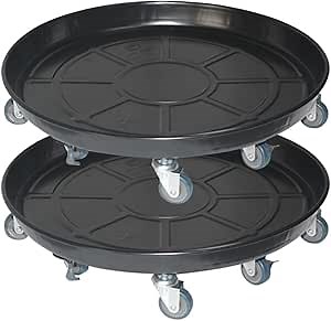 2 Pack 20" Heavy Duty Plant Dolly with Wheels, 380lbs Metal Rolling Plant Stand with Casters, Round Wheeled Planter Caddy Roller Base Carry Potted Tree Flower Pot for Indoor Outdoor Garden, Black