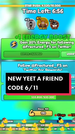 new 100k yeet a friend code! ☆ ☆ ☆ #yeetafriend #roblox #yafroblox #yaf #yafcodes #robloxedit #robloxfyp #games #gaming #cwawy