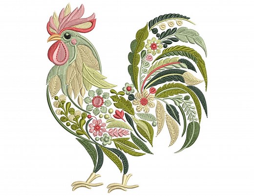 Floral Rooster Embroidery Design: Rustic Farmhouse Decor PES, DST, EXP, Rooster Embroidery Pattern, Animal Embroidery File, Boho Embroidery - Etsy
