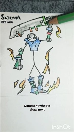 How to draw a stickman with a sword #art #shorts #artweb #stickman
