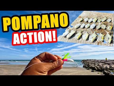 Pompano Run at Fish Pass Jetty! ( Jig Fishing Pays off )