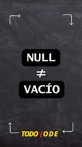 NULL vs VACÍO 🔍 ¿Es lo mismo null que “vacío”? ¡NO! y te cuento por qué... 💡 null significa que no hay nada, que algo NO EXISTE, ni siquiera una referencia. Mientras que vacío hace referencia a algo que SI EXISTE, solo que no contiene elementos. Confundirlos puede traer bugs rarísimos 😵‍💫 o una serie de excepciones difíciles de tratar. En este short te muestro cómo diferenciarlos y cuándo usar cada uno. #Java #Null #CleanCode #TodoCode #webdev #AprenderAProgramar #java #JavaEE | TodoCode