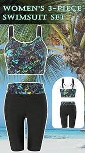 FEOYA 3 Piece Long Sleeve Rash Guard for Women Zip Front Bathing Suit Athletic Swimsuit Built-in Bra Swimwear Workout Modest Swim Shorts Top Shirt M