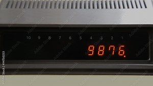 countdown by vintage lamp computer showing lighted numbers from ten to zero ready to start
