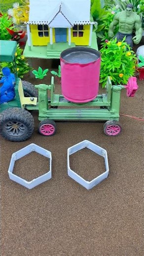 🚧😱 Amazing Mini Tractor Making Cement Pillar | DIY Real Working Construction Machine 🚜 #shorts