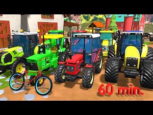 Colorful Tractors and Farming Machines | 60 Minutes of Animated Farm Fun