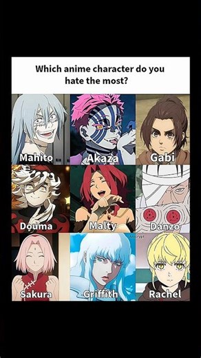 Which anime character do you hate the most? 🤬 #animeeditz
