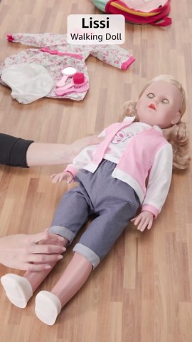 Lissi: Walking Doll: 27.5" Pink & Butterfly - Two Outfits, Jeans & Tops, Pink & Flower Dress, Hair Brush, Comb & Mirror Accessories, Toy Kids Ages 2+