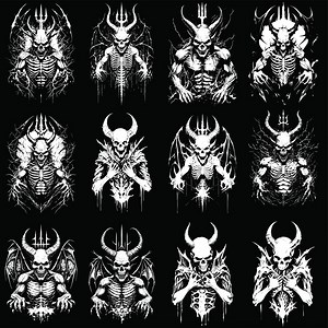 Demon Artwork Set Art Vector Illustration High Quality AI, JPG, PNG - Etsy UK