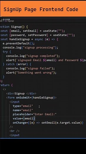 SignUp Frontend Using Vite Library | #shorts #short #code #program #coding #javascript #frontend