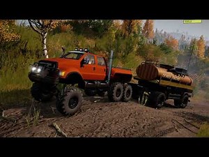 SnowRunner Mods - Ford F650 6x6 Monster Truck - Driving Offroad Transport Heavy Fuel Tanker