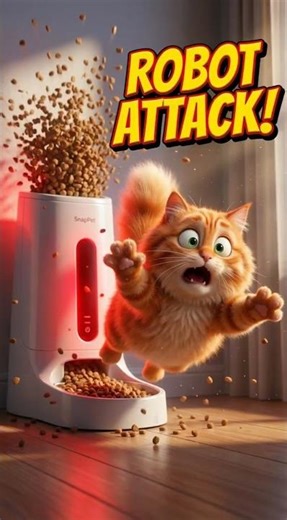 Clumsy Cat Thinks His Feeder is an ALIEN! 🛸🙀 #shorts