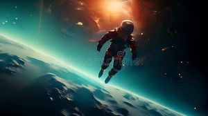 Astronaut Floating in Outer Space. Science and Technology Scene with Spaceman Soaring in the Sky Stock Video - Video of technology, character: 288774579