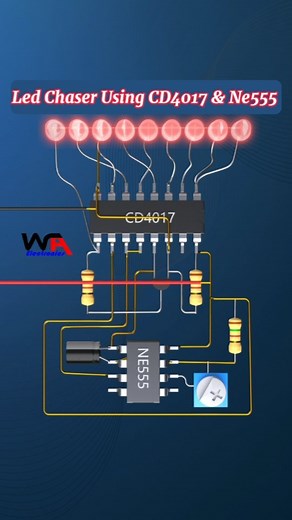 72K views · 37 reactions | Led Chaser Circuit Using CD4017 & Ne555...