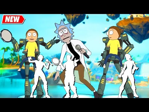 Fortnite MORTY and Evil RICK doing All Built In Emotes シ