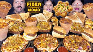 65K views · 814 reactions | EATING spicy STREET FOOD eating competition CHEESE PIZZA MOMO, VIRAL KULHAD PIZZA, BURGER Mukbang | Indian Eating Show | Facebook
