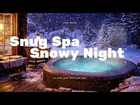 Winter Spa Escape ❄️ Outdoor Hot Tub in Snowy Night Ambience for Relaxation #lumorastudios