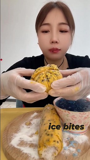 yummy ice chunk passion fruit with crashed ice | Freeze ice Bites