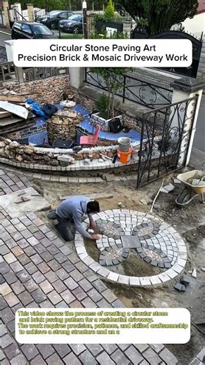 Circular Stone Paving Art | Precision Brick & Mosaic Driveway Work