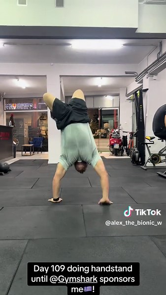 Day 109 doing handstand until @Gymshark sponsors me🇬🇷! #Gymshark #HandstandChallenge #LifeWithoutLimitations #AdaptiveAthlete