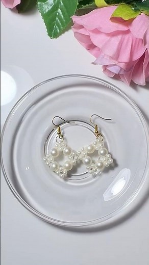 Elegant Bead Earrings Making 🧵 | Satisfying Craft | #Shorts #diy #ring #handmade #jewelrymaking