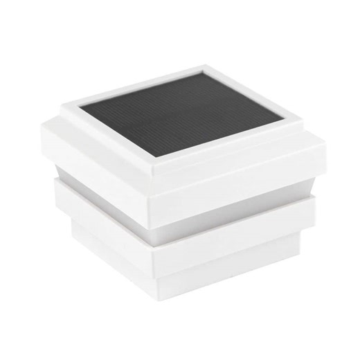 Check The Home Depot's Q&A Before Buying: Deckorators Aura 4 in. x 4 in. White Plastic Solar Post Cap (2-Pack)