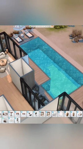 Modern Pool Design - Sims 4 Interior Speedbuild