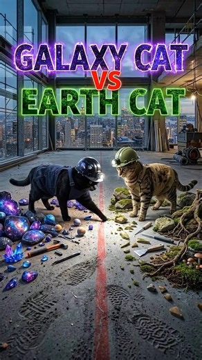 Galaxy Cat vs Earth Cat 🌌🌍 | Epoxy Floor Battle